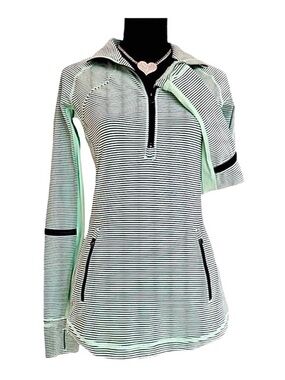 LULULEMON ~ Seafoam Green Striped Long Sleeve Athletic Top w/Reflective Strips